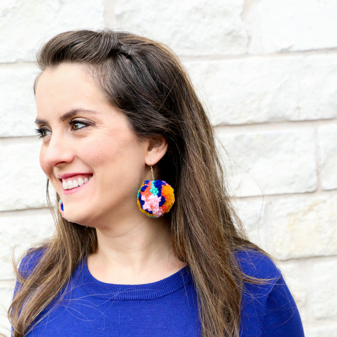 Pink Pom Pom Earrings - WATERBURY