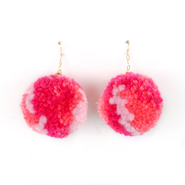 Pink Pom Pom Earrings - WATERBURY