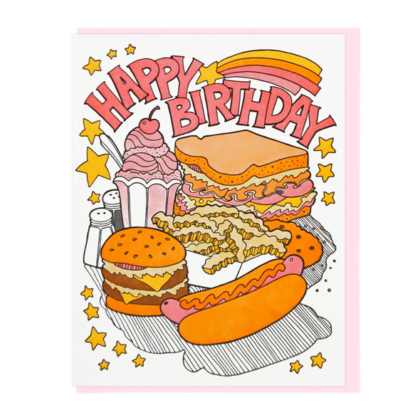 Birthday Fast Food Letterpress Greeting Card