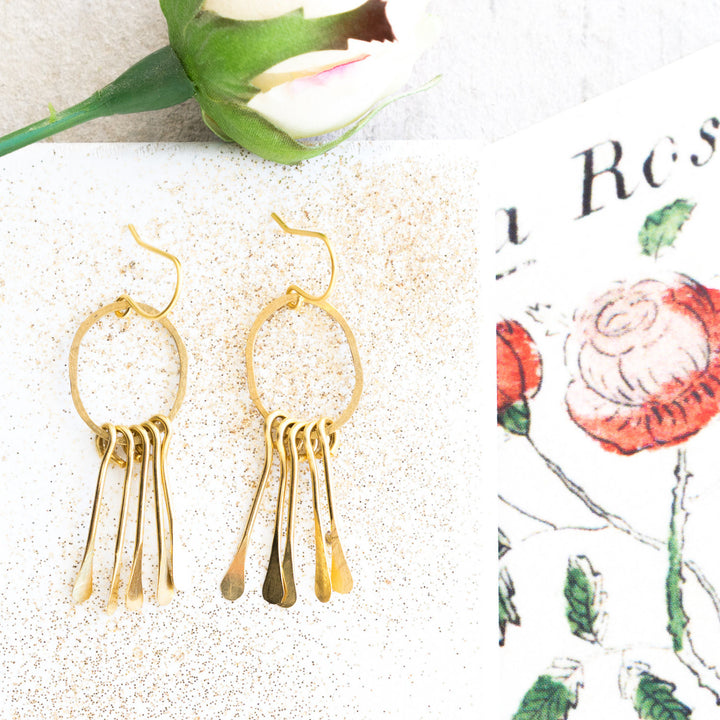 Brass Paddle Chandelier Earrings
