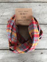 Red, Mustard and Grey Flannel Infinity Scarf