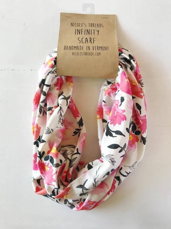 Organic Cotton Infinity Scarf - Roses and Vines