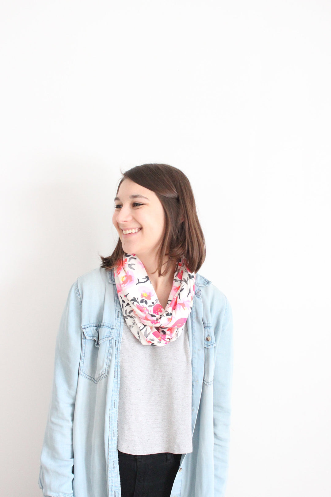 Organic Cotton Infinity Scarf - Roses and Vines