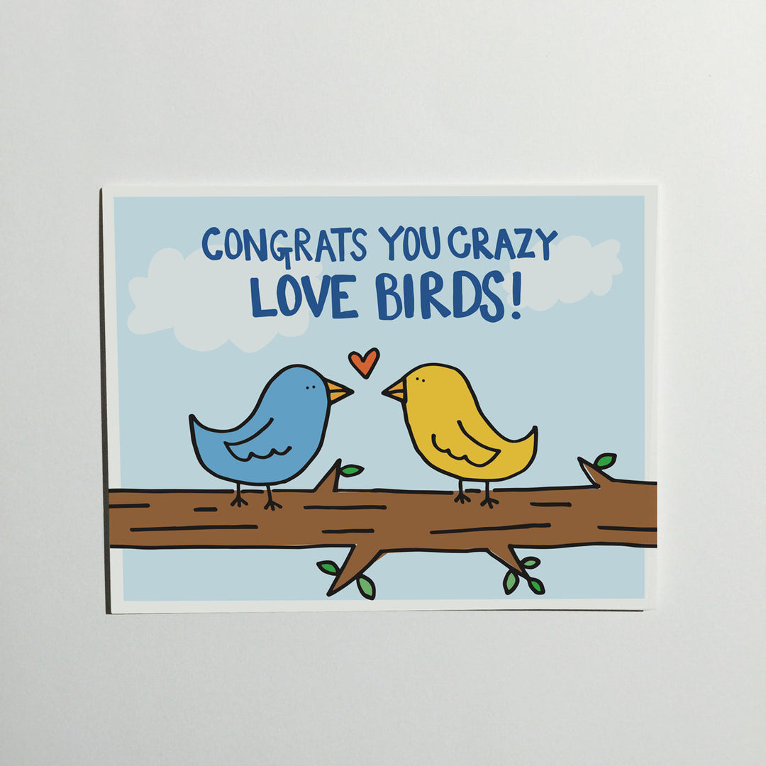 Congrats You Crazy Love Birds Greeting Card