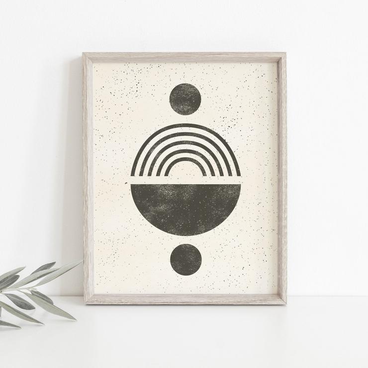 Wall Art Print Rainbow Totem- Black on Cream