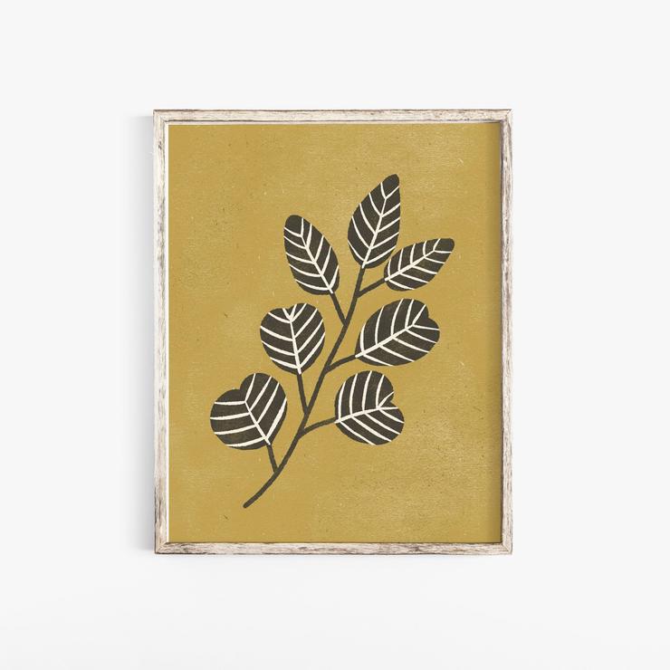 11x14 Art Print Eucalyptus Branch - Black Mustard