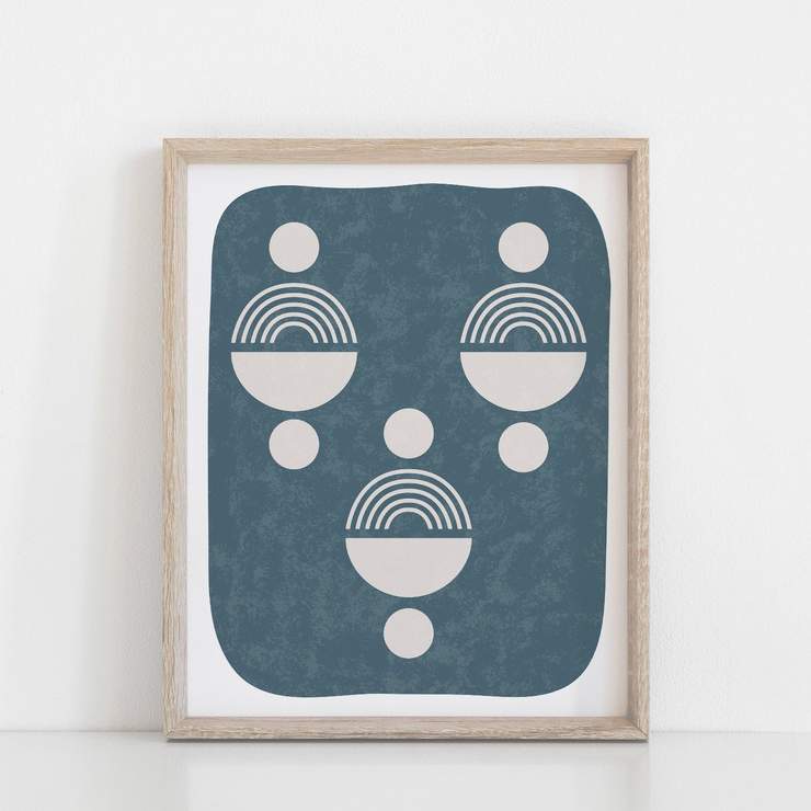 11x14 Art Print Totem Shape Face - Faded Indigo