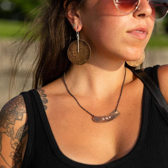Brass Disk Earrings - Medium