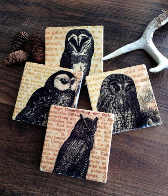 Wise Old Owl Coasters // Set of 4