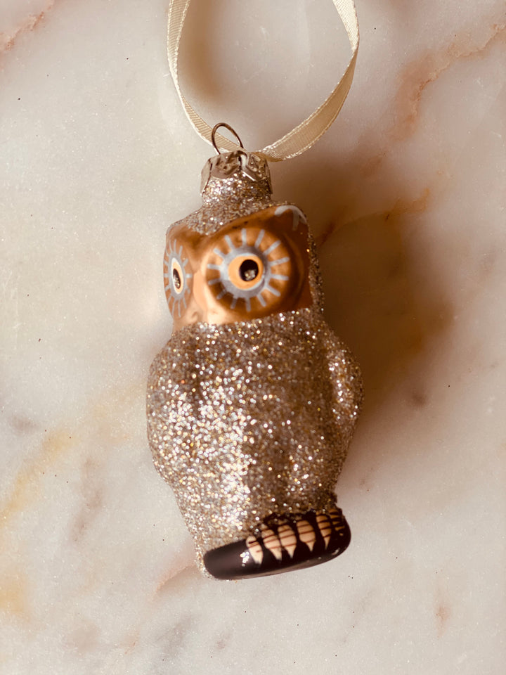 Glittered Owl Ornaments