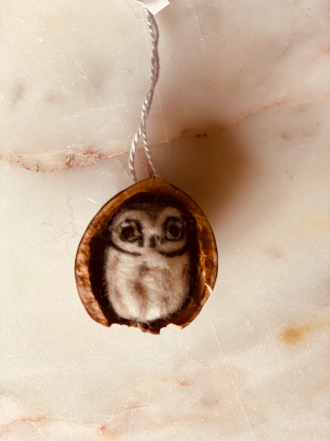 Felted Bird  In Nutshell Ornament-Assorted Owls