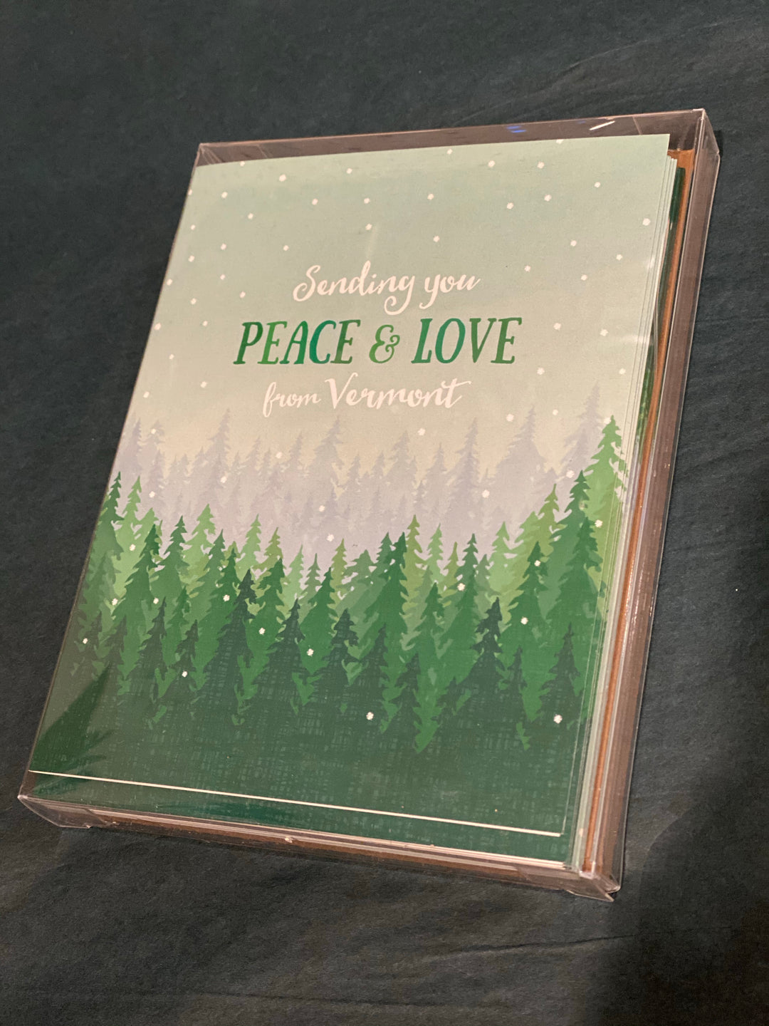 Snowy Trees Peace and Love from Vermont Card Boxed Set