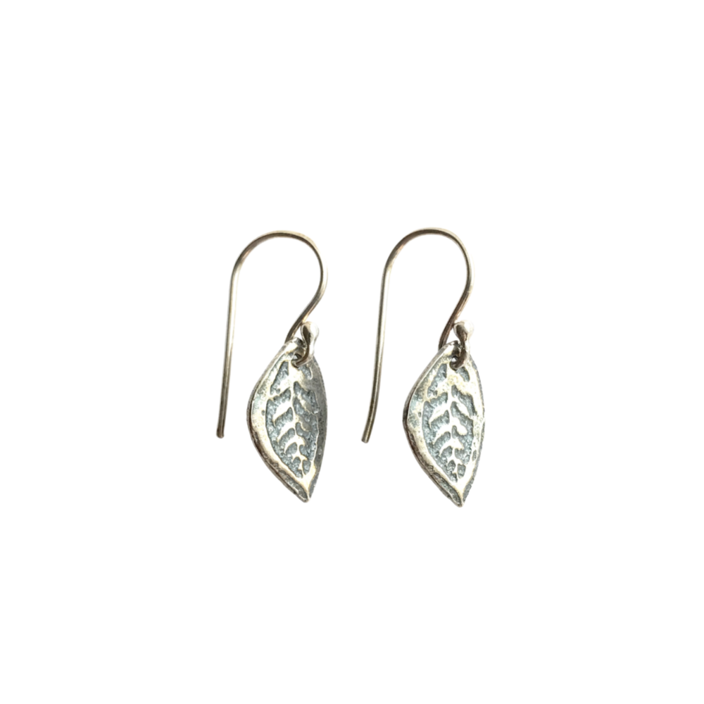 Tiny Silver Leaf  Earrings