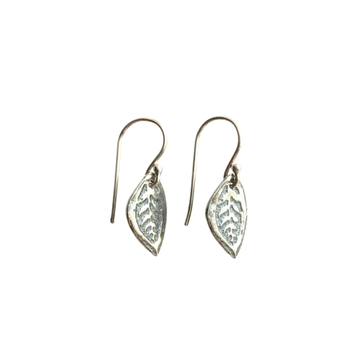 Tiny Silver Leaf  Earrings