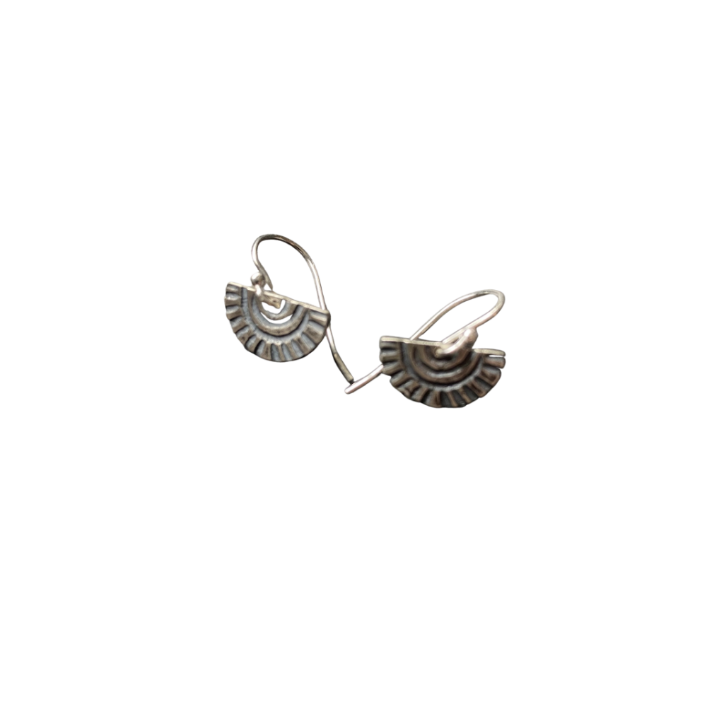 Tiny Silver "Sun-Bow" Earrings (upward facing, loose bow)