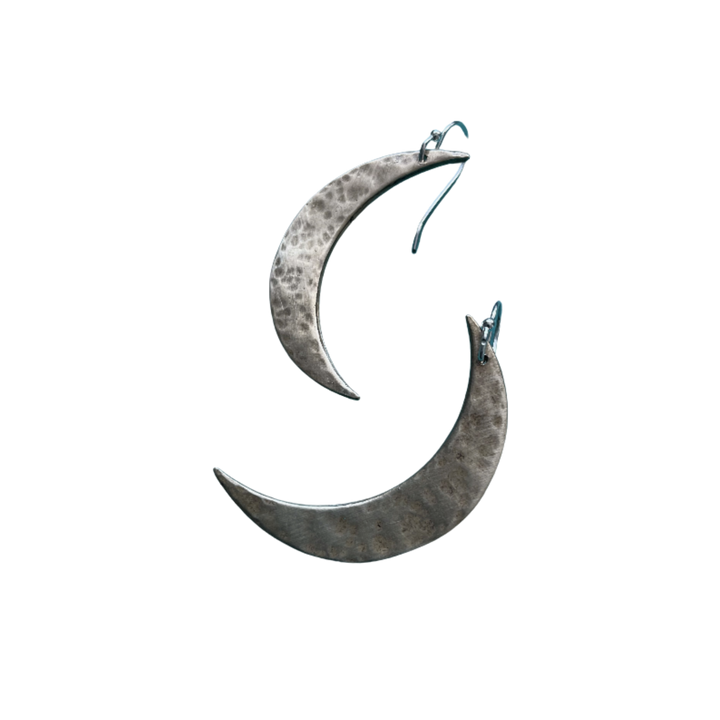 XL Brass Crescent Moon Earrings