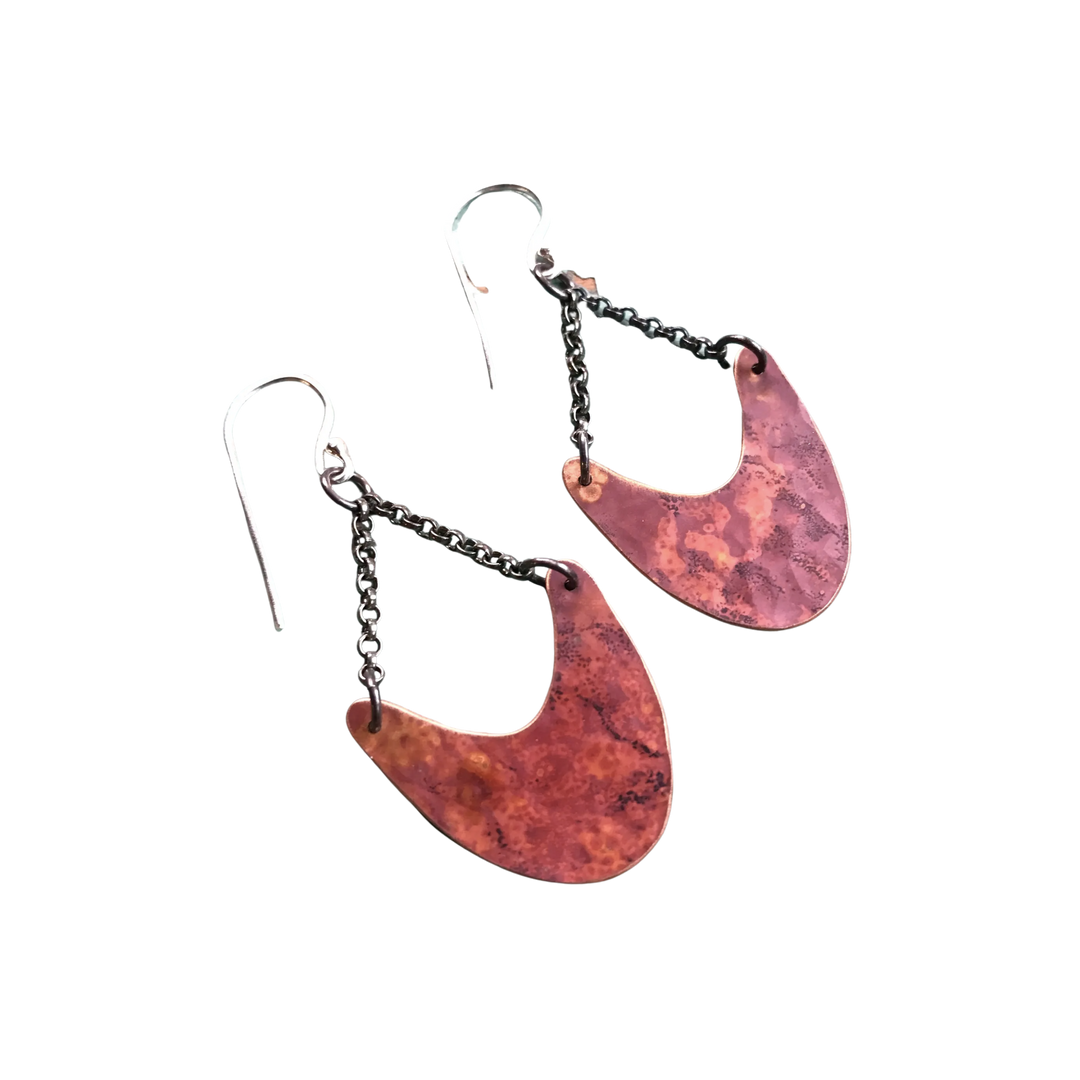 Copper Pendulum Earrings - Tiny