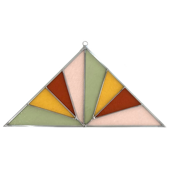 Large Triangle Stained Glass Panel - Pink Buckwheat