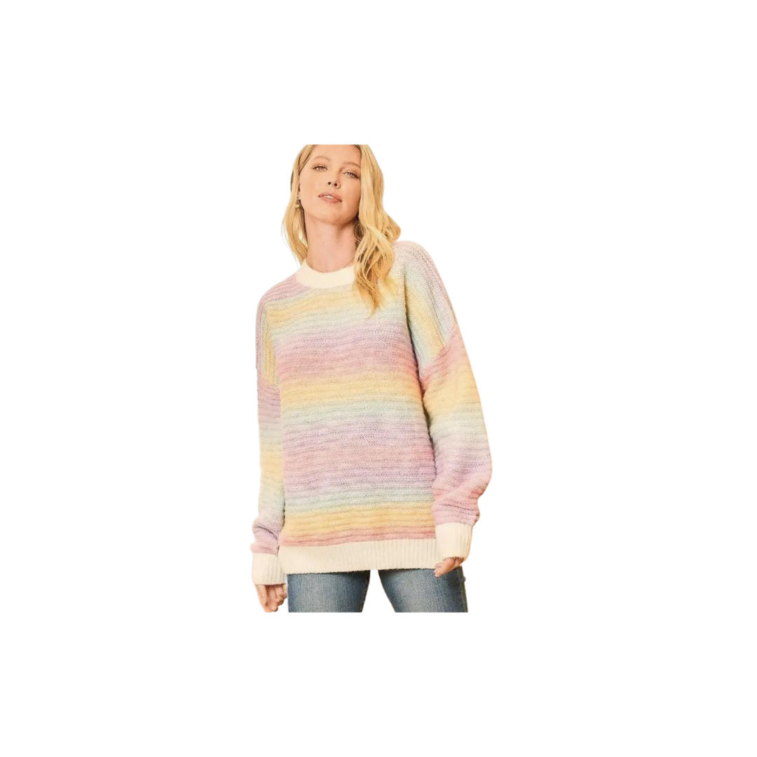 Multi Color Gradation Oversize Sweater