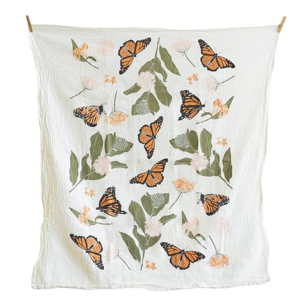 Monarch and Milkweeds Tea Towel