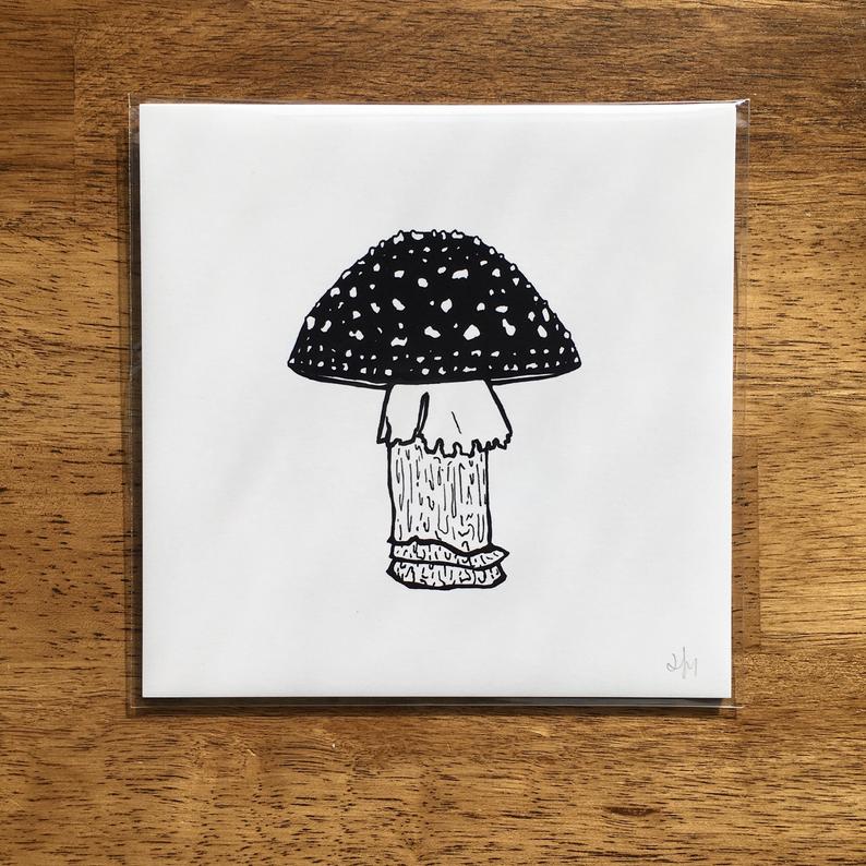 Mushroom  5" x 5" Art Print