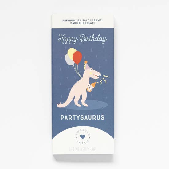 Partysaurus Happy Birthday Chocolate Card