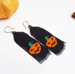Pumpkin Fringe Halloween Earrings