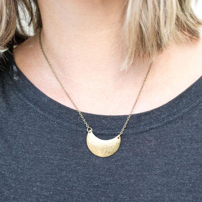 Patterned Moon Necklace