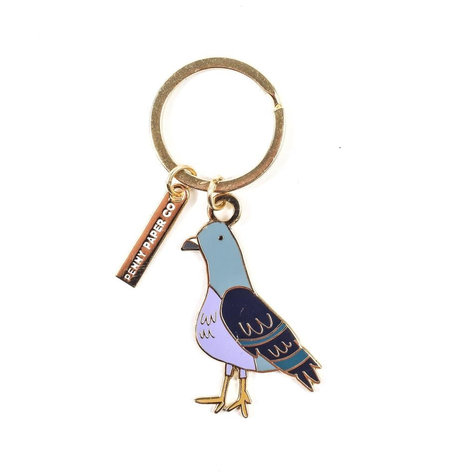 Pigeon Enamel Keychain