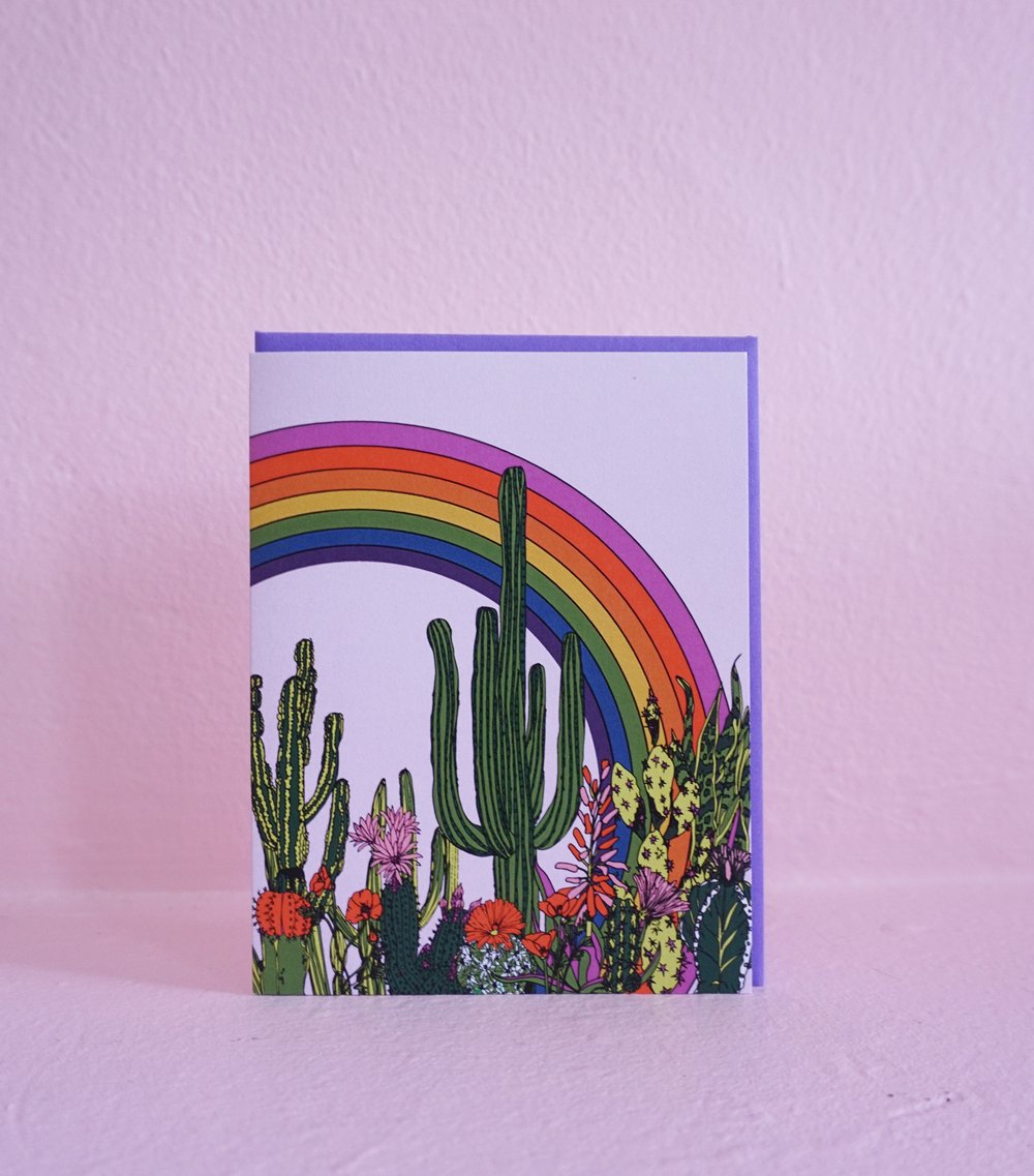 Rainbow Cactus Greeting Card