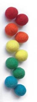 Wooden Slingshot with Rainbow Felt Balls