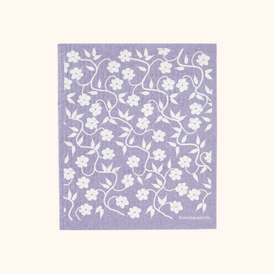 Vines on Purple Swedish Dishcloth