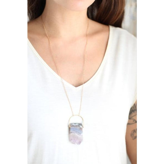 Amethyst Stalactite Slice Arch Necklace