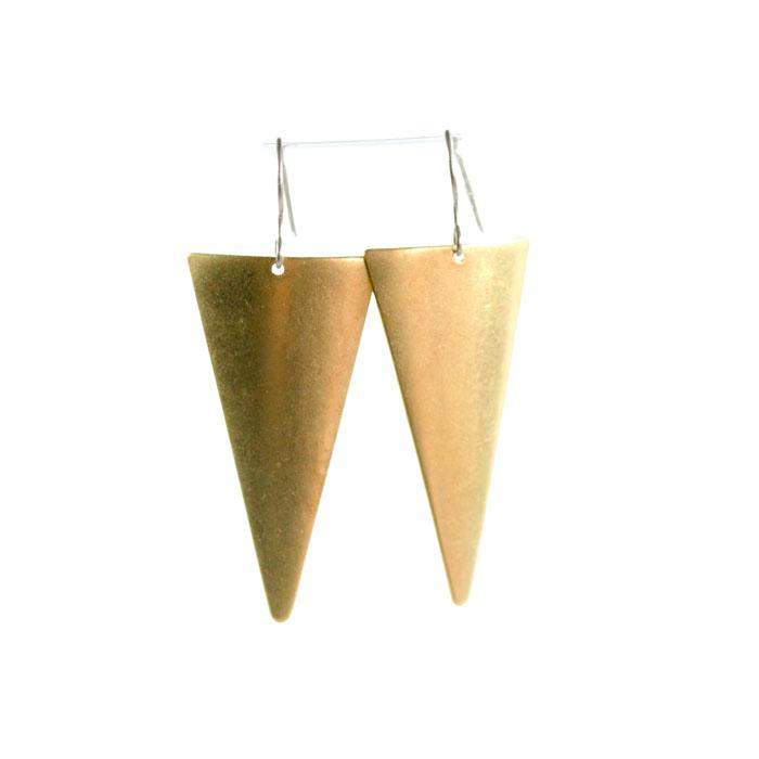 Brass Triangle Dangle Earrings